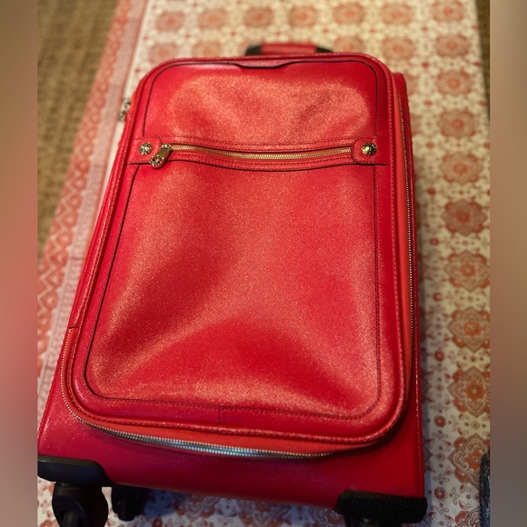 Henri Bendel Red Leather 360 Wheeled Carryon West 57th - Saffiano leather - $750 - Picture 5 of 11
